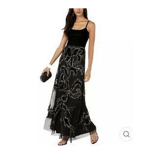 Adrianna Papell Women's Velvet & Sequined Gown black 12